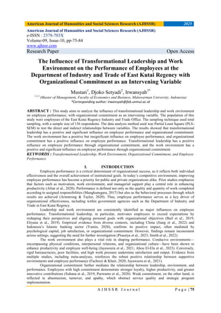 The Influence of Transformational Leadership and Work Environment on ...