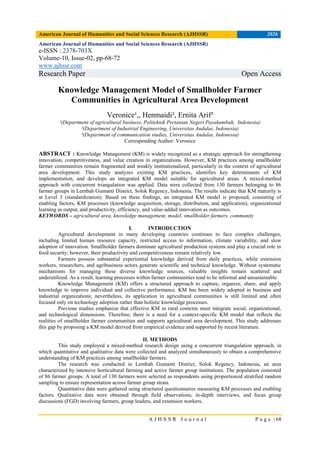 Knowledge Management Model of Smallholder Farmer Communities in ...