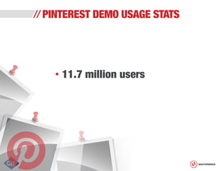 PINTEREST DEMO USAGE STATS

•	11.7

million users

MASTERMINDS

 