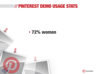 PINTEREST DEMO USAGE STATS

•	72%

women

MASTERMINDS

 