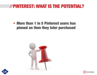 PINTEREST: WHAT IS THE POTENTIAL?
•	 More than 1 in 5 Pinterest users has 		 	 	
	 pinned an item they later purchased

MASTERMINDS

 
