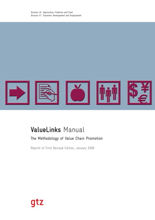 ValueLinks Manual
The Methodology of Value Chain Promotion
Reprint of First Revised Edition, January 2008
Division 45 Agriculture, Fisheries and Food
Division 41 Economic Development and Employment
 