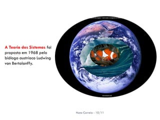 A Teoria dos Sistemas foi
proposta em 1968 pelo
biólogo austríaco Ludwing
von Bertalanffy.




                            Nuno Correia - 10/11
 