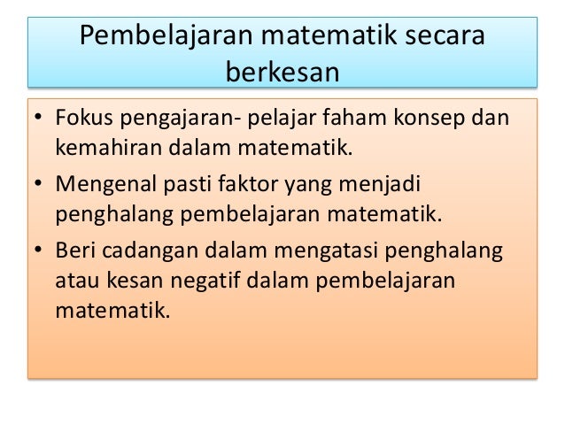 Pendekatan Pengajaran Matematik yang Dilaksanakan dalam 