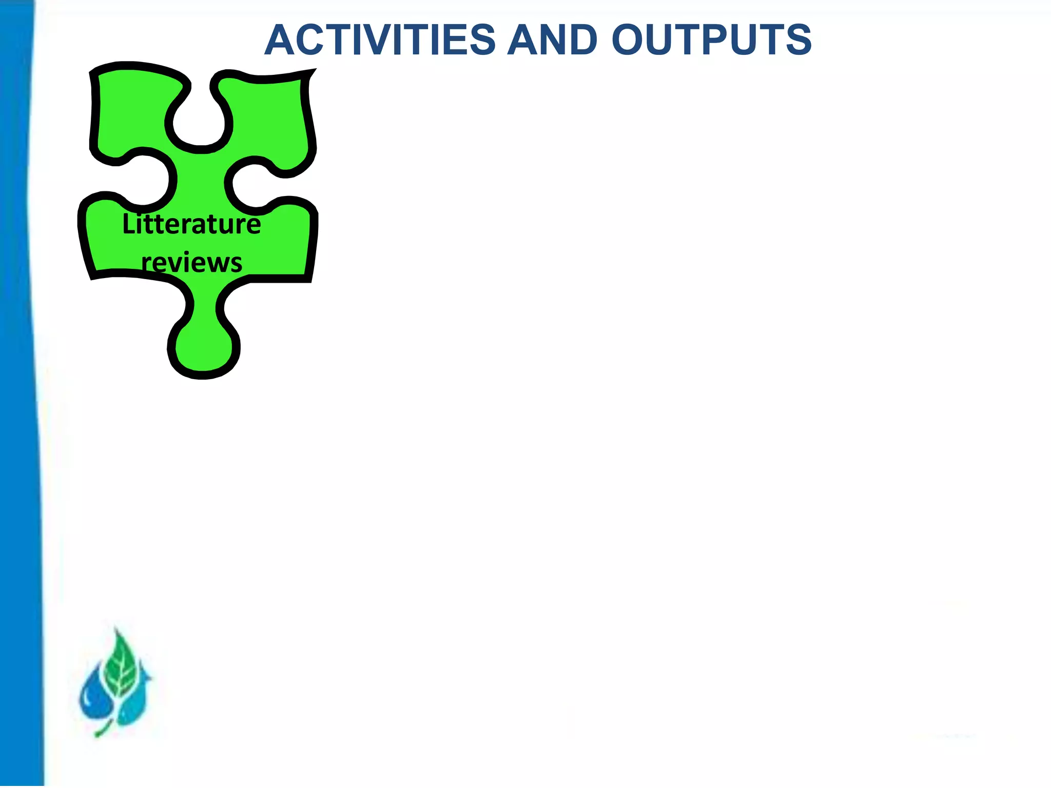 ACTIVITIES AND OUTPUTS

Litterature
reviews

 