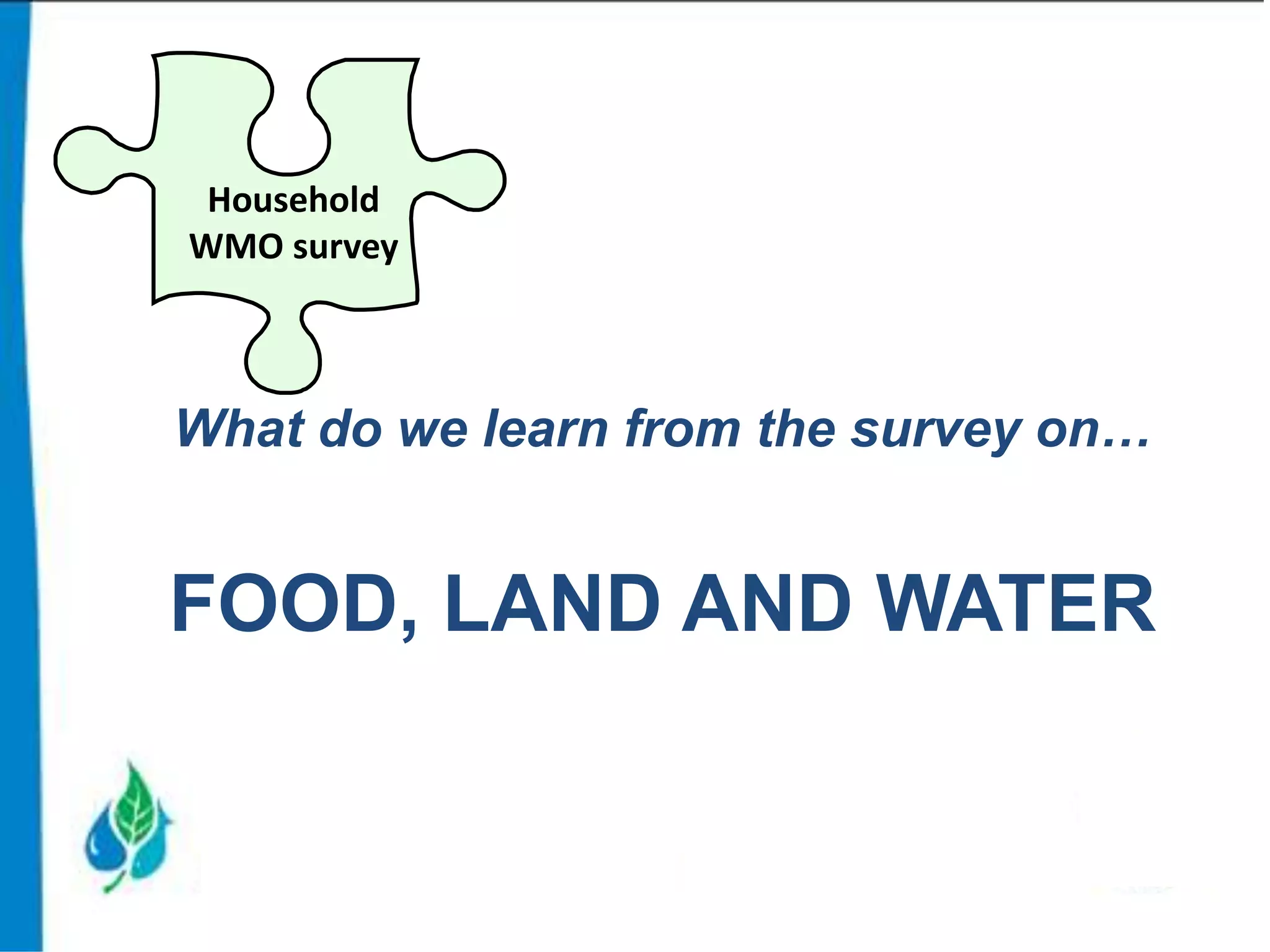 Household
WMO survey

What do we learn from the survey on…

FOOD, LAND AND WATER

 