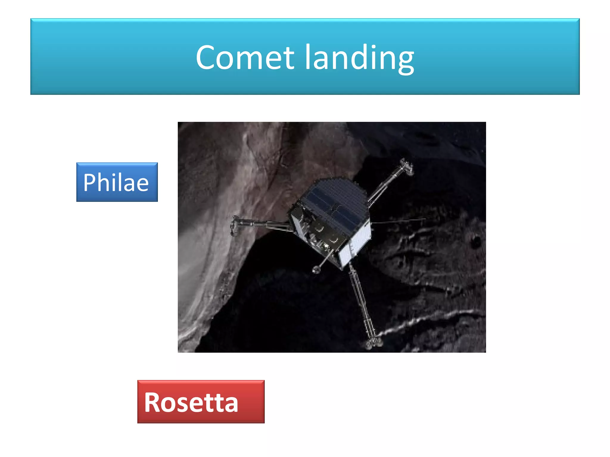 Comet landing
Philae
Rosetta
 