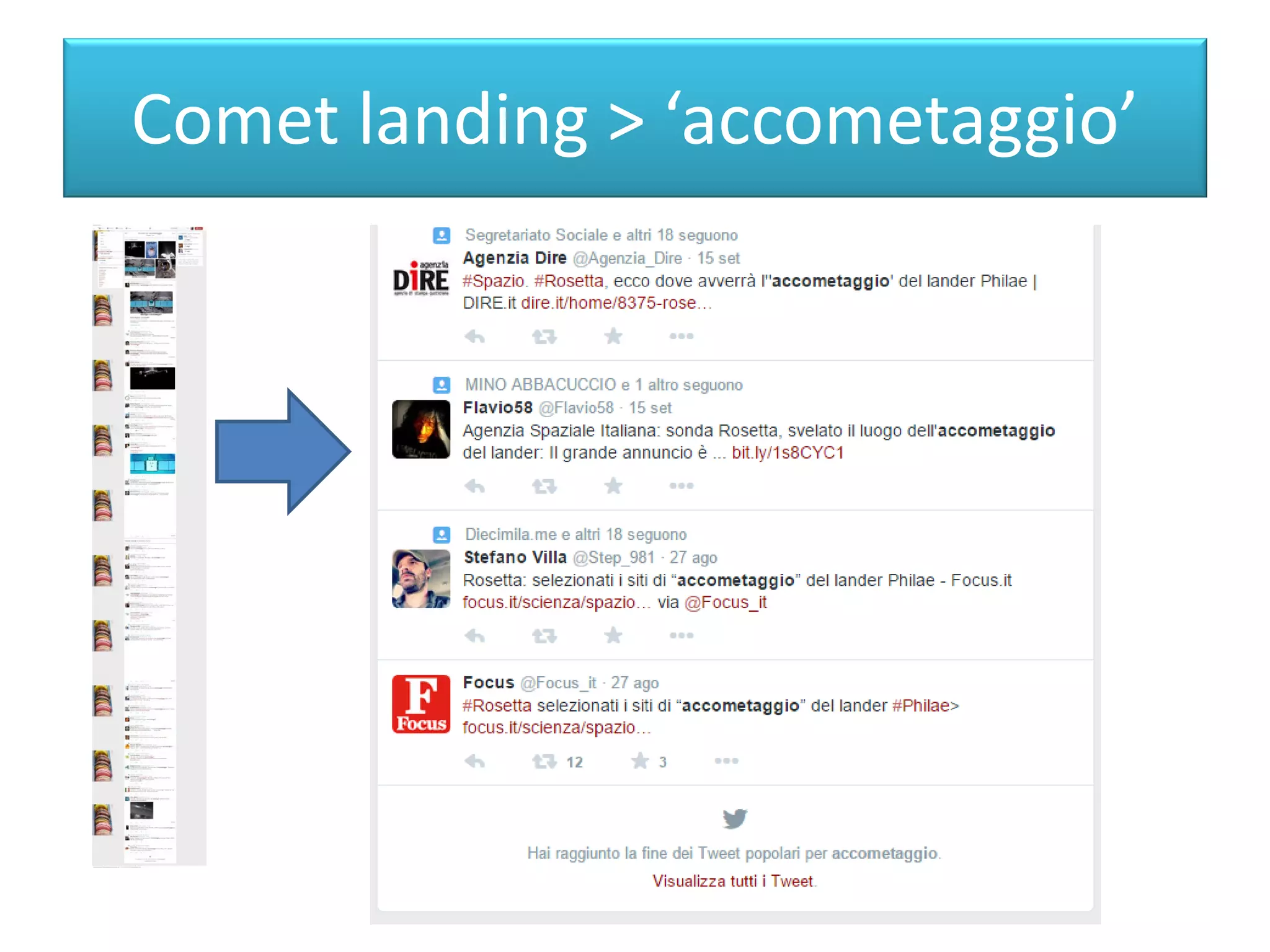 Comet landing > ‘accometaggio’
 