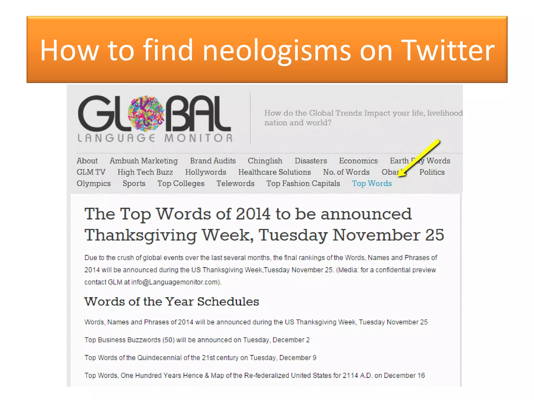 How to find neologisms on Twitter
 
