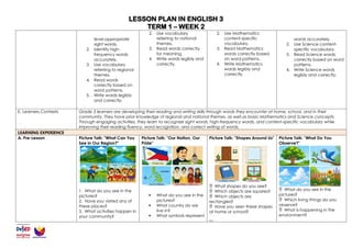 Lesson Plan In English Comprehensive Grade 3 English Lesson Plan on Sight Words and Thematic ...