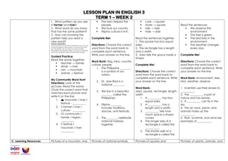 Lesson Plan In English Comprehensive Grade 3 English Lesson Plan on Sight Words and Thematic ...