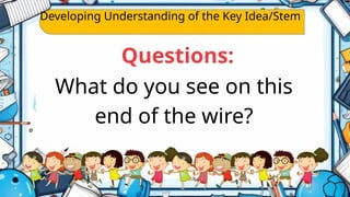 Developing Understanding of the Key Idea/Stem
What do you see on this
end of the wire?
Questions:
 