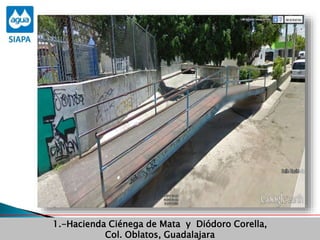 Obras Primera Etapa para el aprovechamiento de las aguas del Rio
Verde
Obras Primera Etapa para el aprovechamiento de las aguas del Rio
Verde
1.-Hacienda Ciénega de Mata y Diódoro Corella,
Col. Oblatos, Guadalajara
 