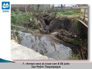 Obras Primera Etapa para el aprovechamiento de las aguas del Rio
Verde
Obras Primera Etapa para el aprovechamiento de las aguas del Rio
Verde
7.-Arroyo seco al cruce con 8 DE Julio
San Pedro Tlaquepaque
 