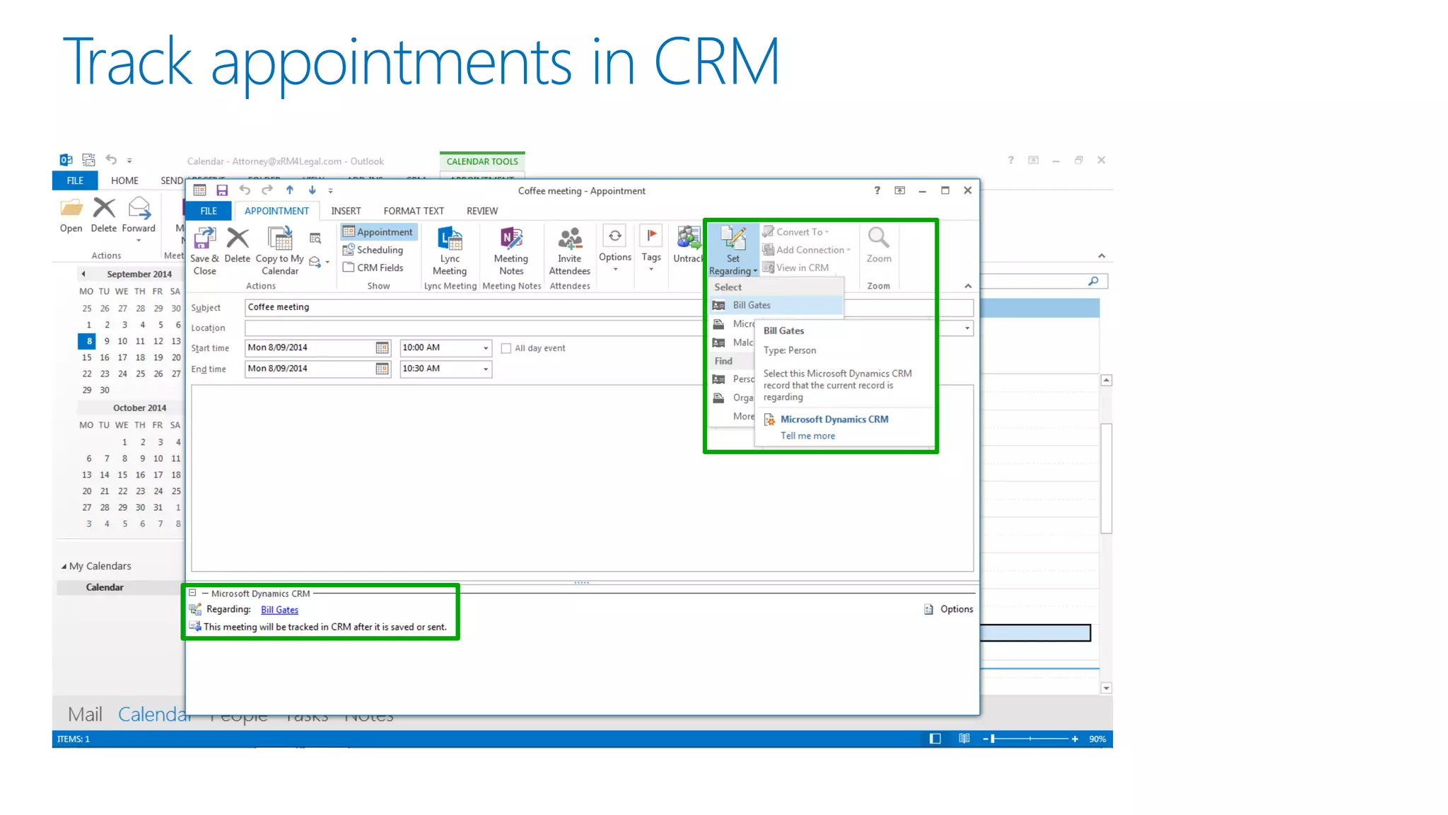 Track appointments in CRM  