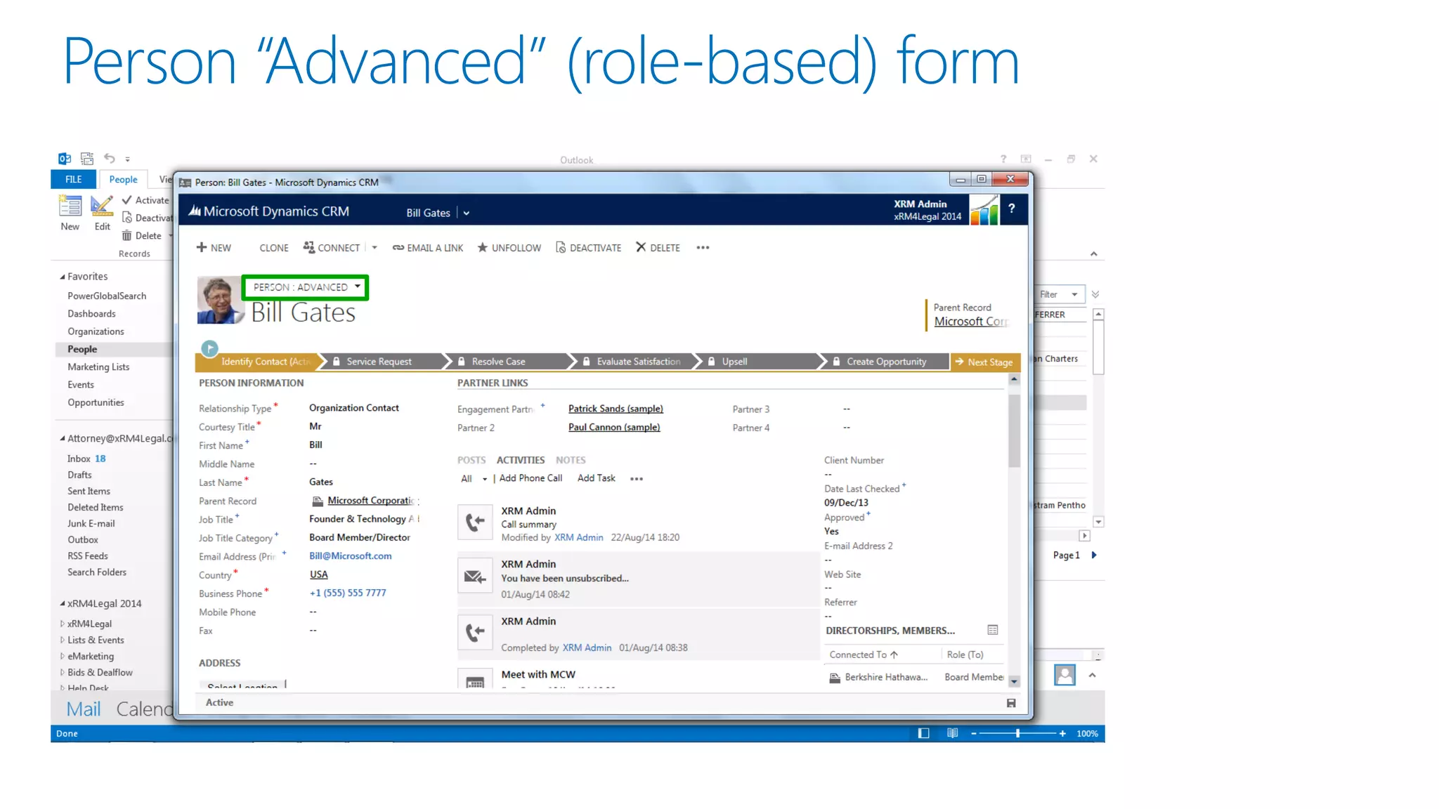 Person “Advanced” (role-based) form  