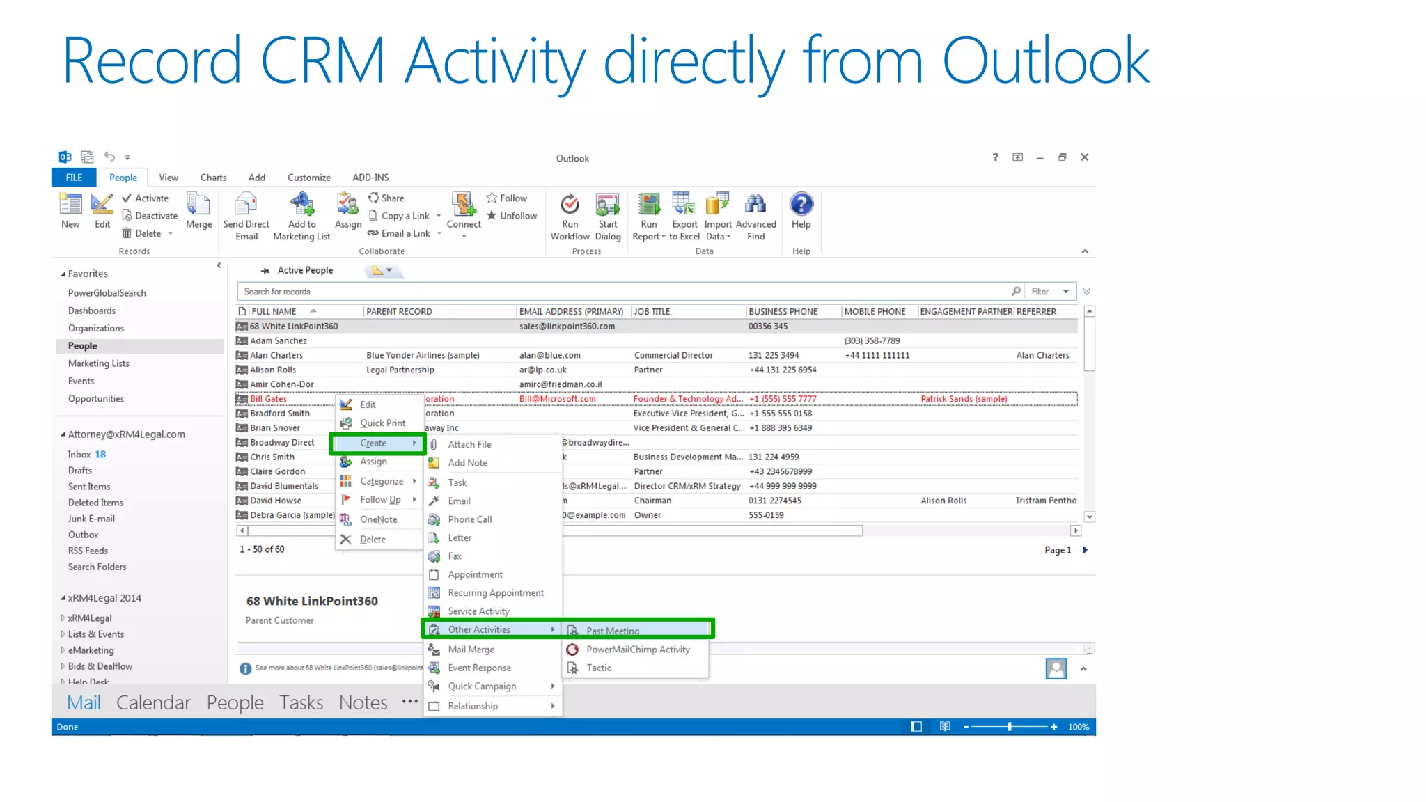 Record CRM Activity directly from Outlook  