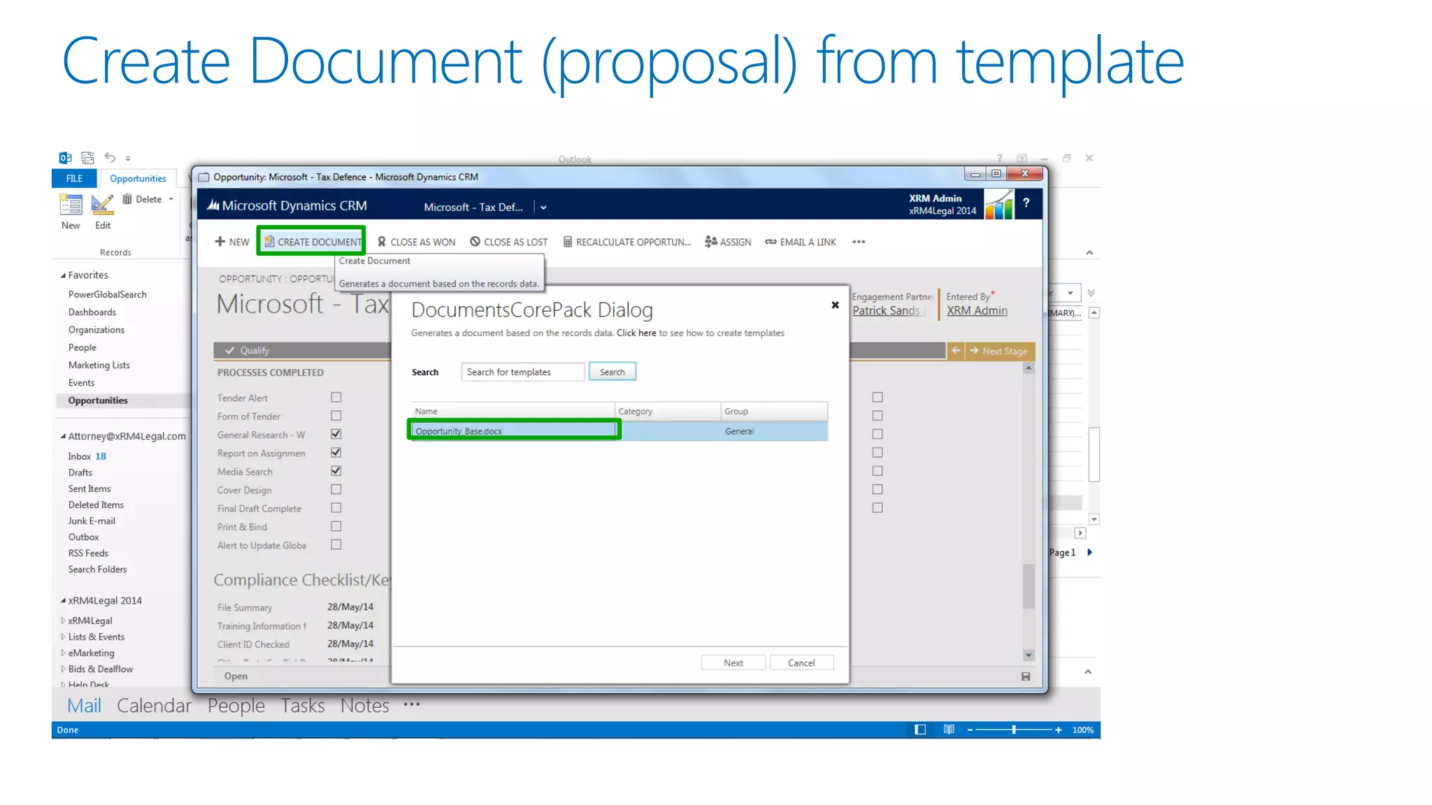 Create Document (proposal) from template  