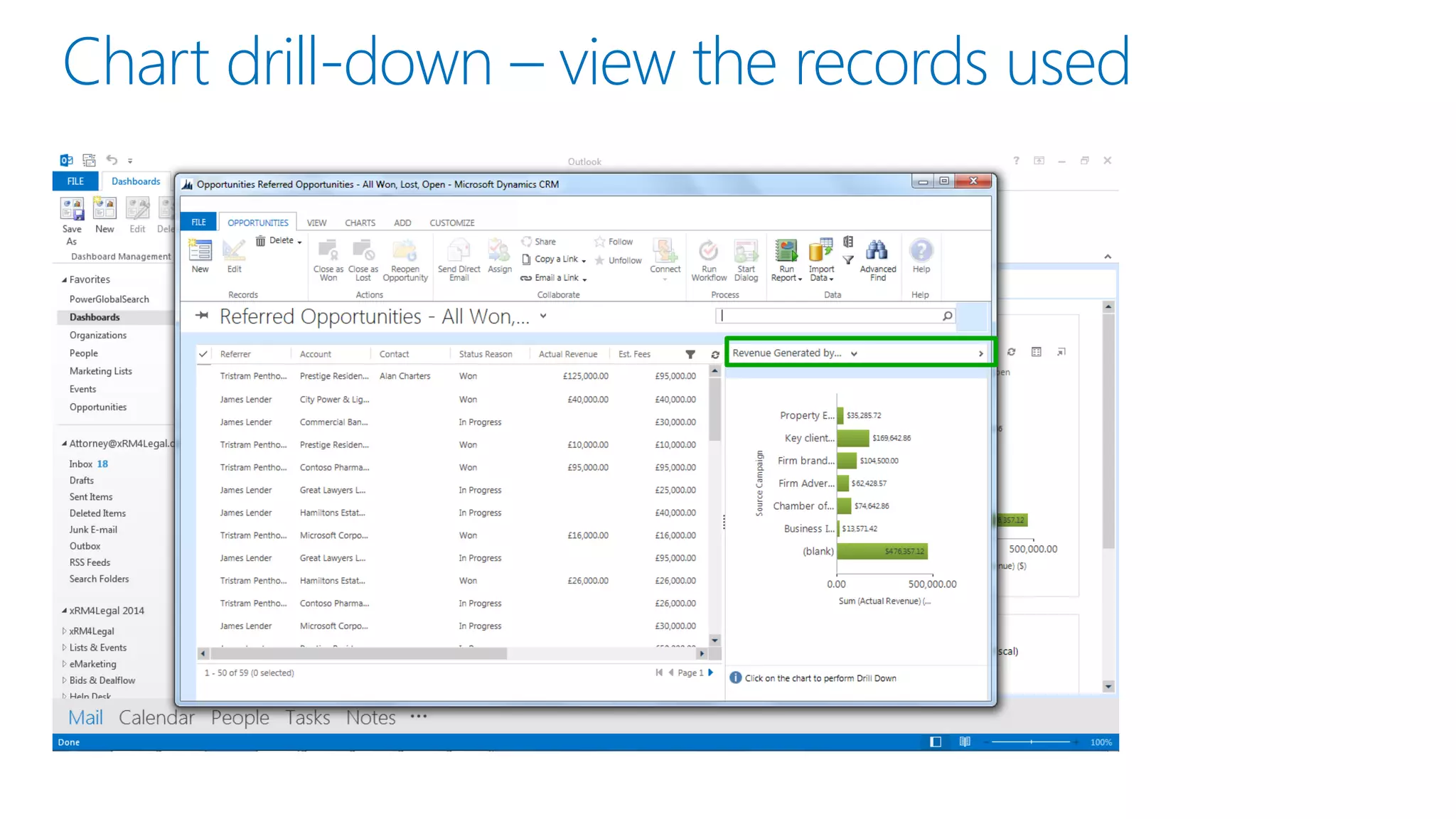 Chart drill-down –view the records used  