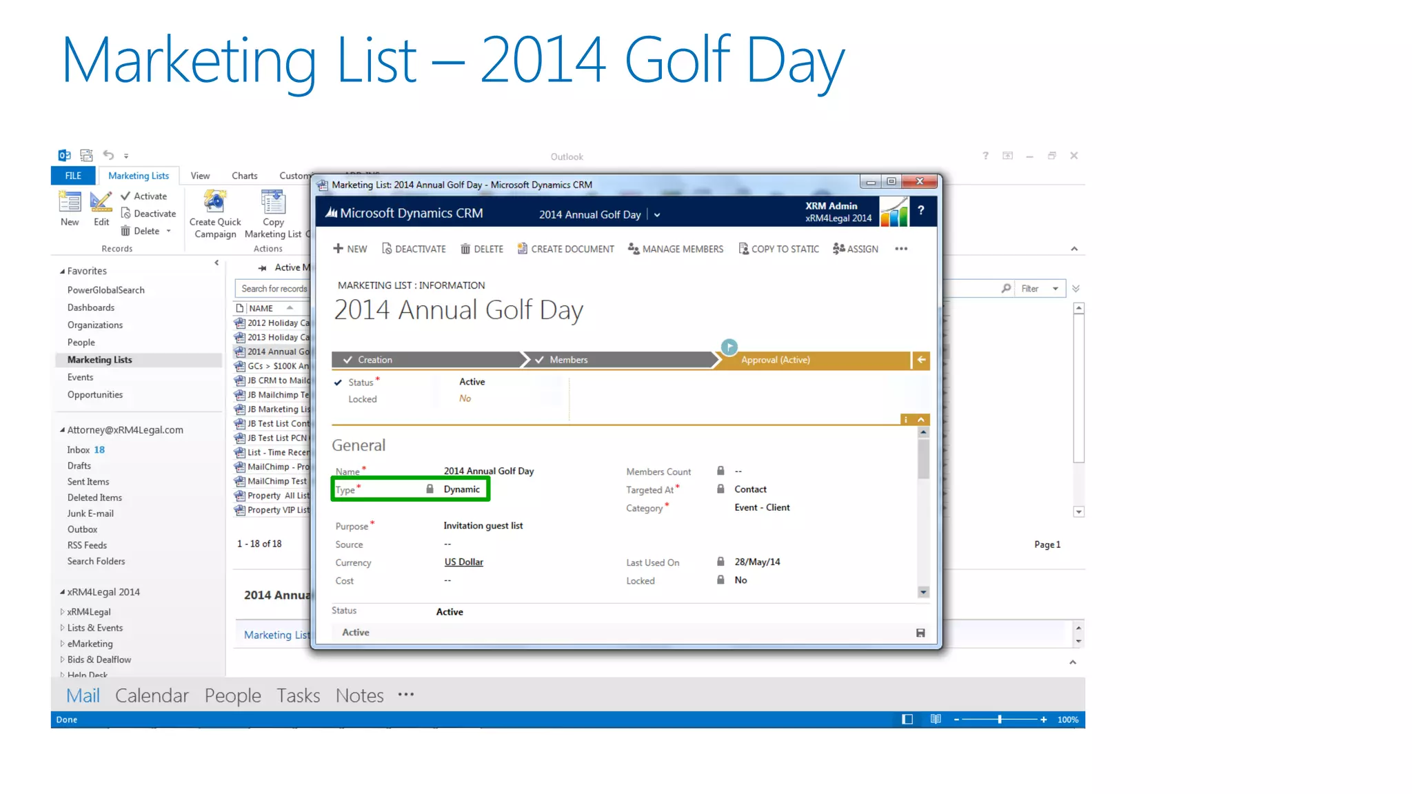 Marketing List –2014 Golf Day  