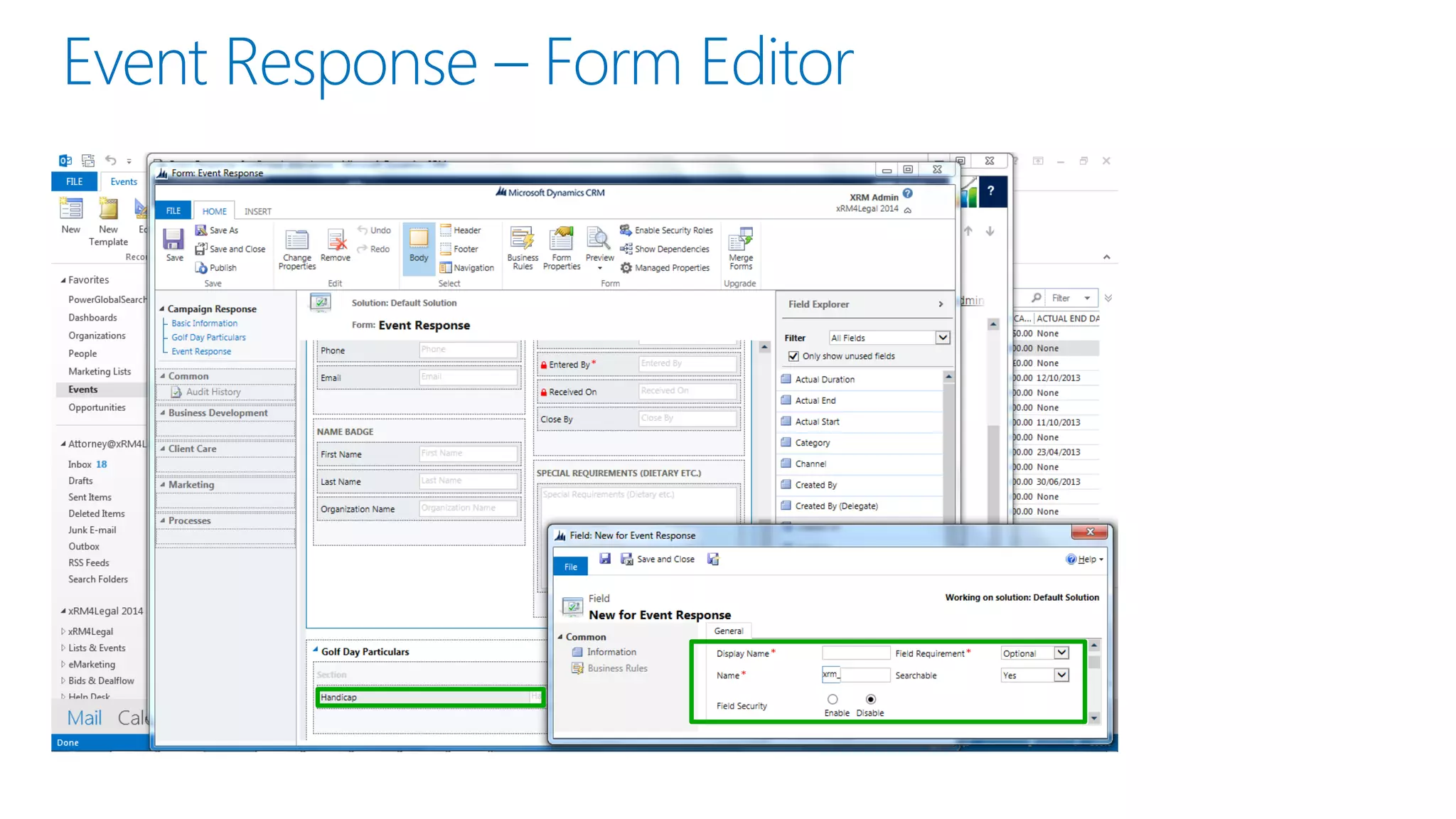 Event Response –Form Editor  