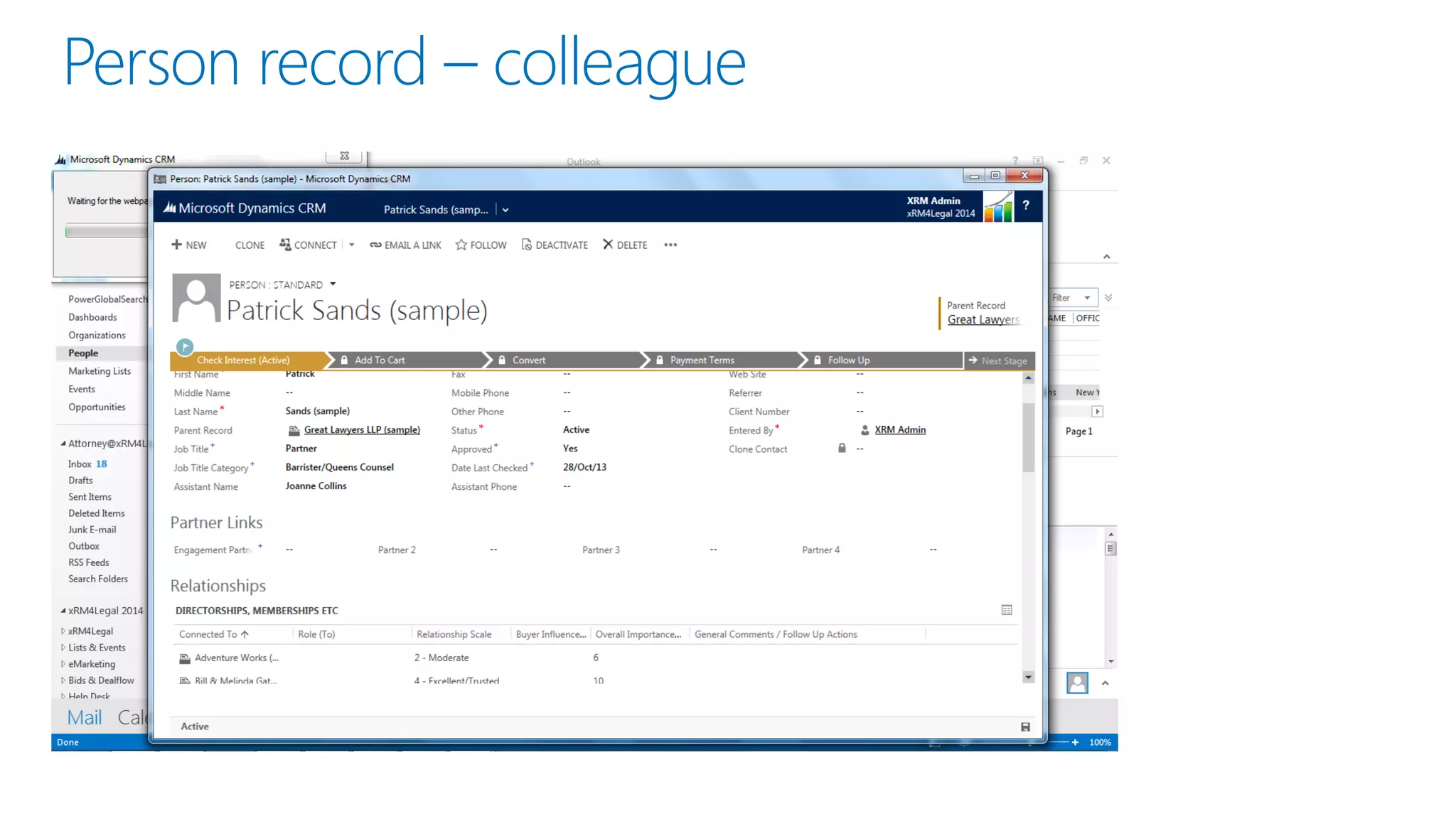 Person record –colleague  