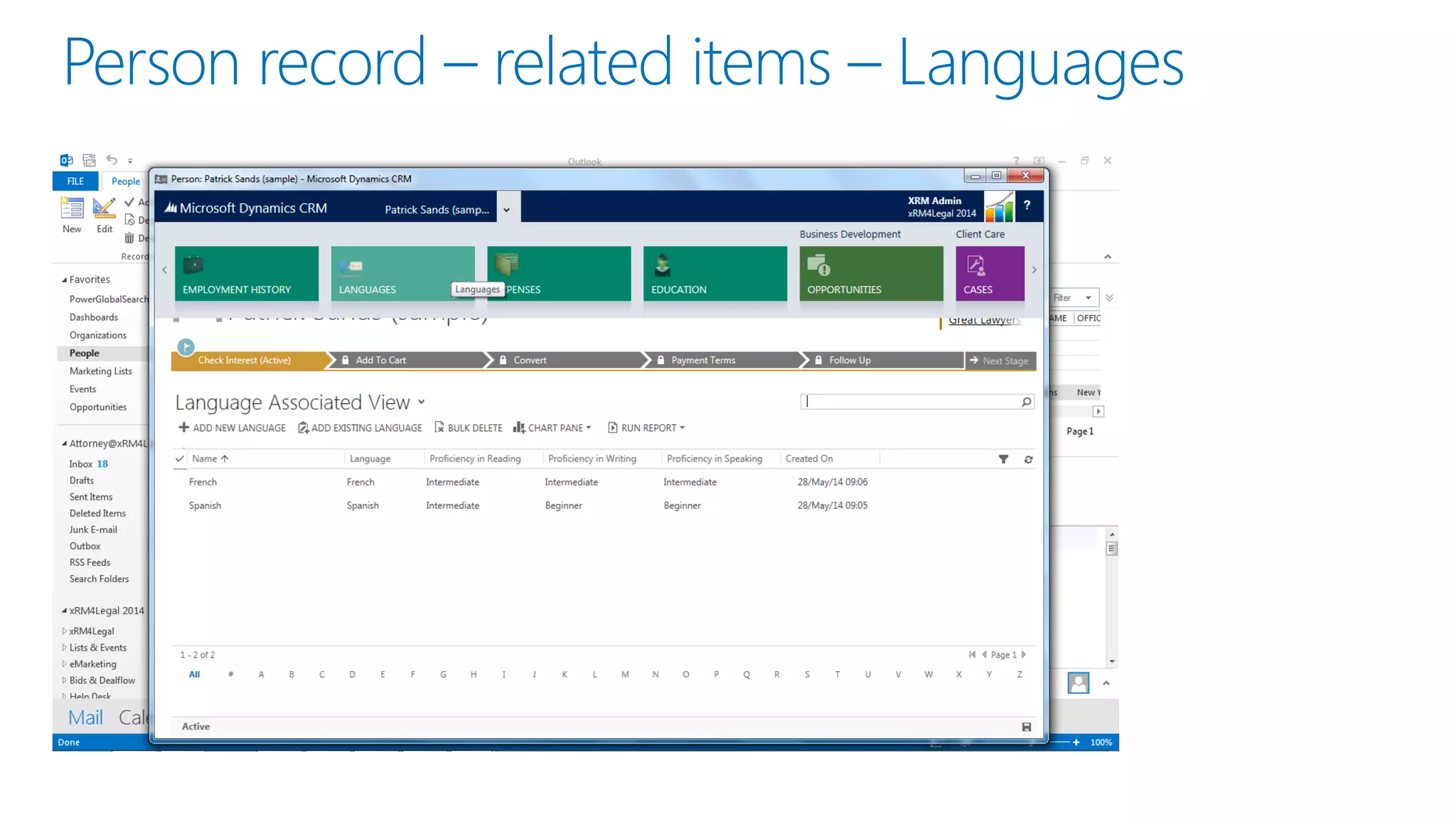 Person record –related items –Languages  