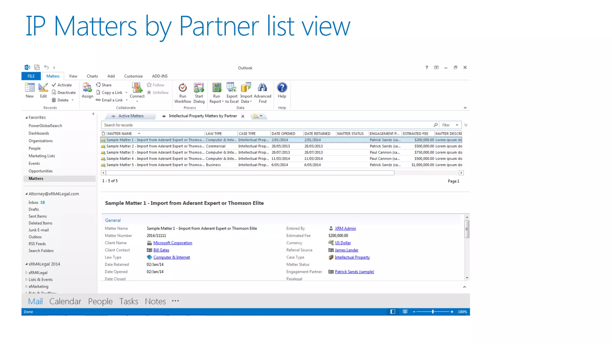 IP Matters by Partner list view  