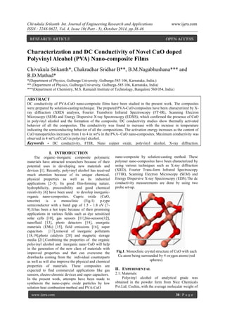 Characterization and DC Conductivity of Novel CuO doped Polyvinyl ...