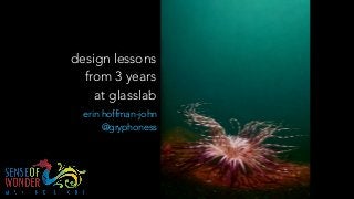 design lessons
from 3 years
at glasslab
erin hoffman-john
@gryphoness
 