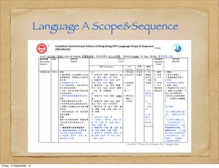 Language A Scope&Sequence 
Friday, 12 September, 14 
 