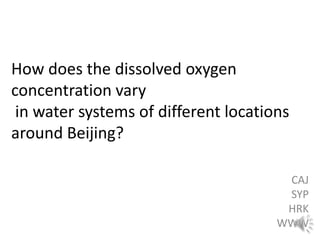How does the dissolved oxygen concentration vary  in water systems of different locations around Beijing? CAJ SYP HRK WWW 