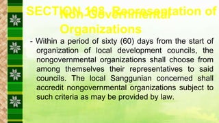 SECTION 108. Representation of
- Within a period of sixty (60) days from the start of
organization of local development co...