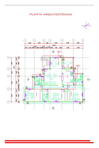 E
N
O
Baño
Cocina
Sala
Dormitorio1
Dormitorio2
Dormitorio3
Comedor
Terraza
1
2Baño
Baño
ED
7
5
4
2
CAB
1
6
3
BañoLavadero
PLANTA ARQUITECTÓNICA
 