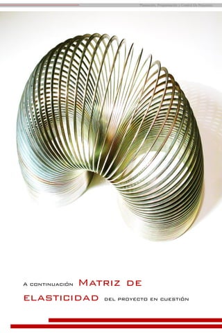 Planeación, Programación y Control De Proyectos
A continuación Matriz de
elasticidad del proyecto en cuestión
 