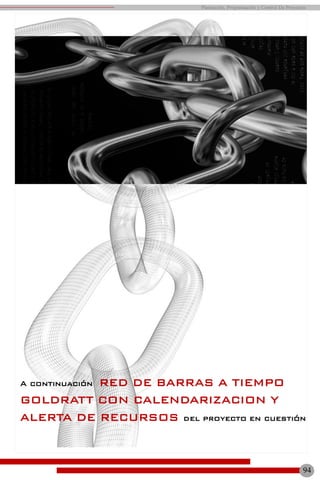 Planeación, Programación y Control De Proyectos
A continuación RED DE BARRAS A TIEMPO
GOLDRATT CON CALENDARIZACION Y
ALERTA DE RECURSOS del proyecto en cuestión
94
 