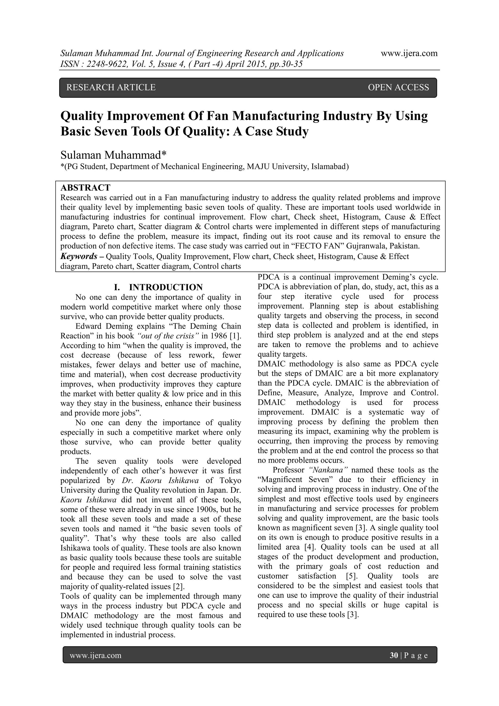 Quality Improvement Of Fan Manufacturing Industry By Using Basic Seven ...