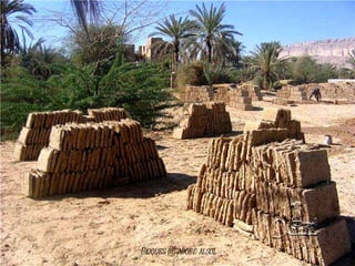 Bloques de adobe al sol. 
