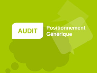 AUDIT
Positionnement
Générique
 