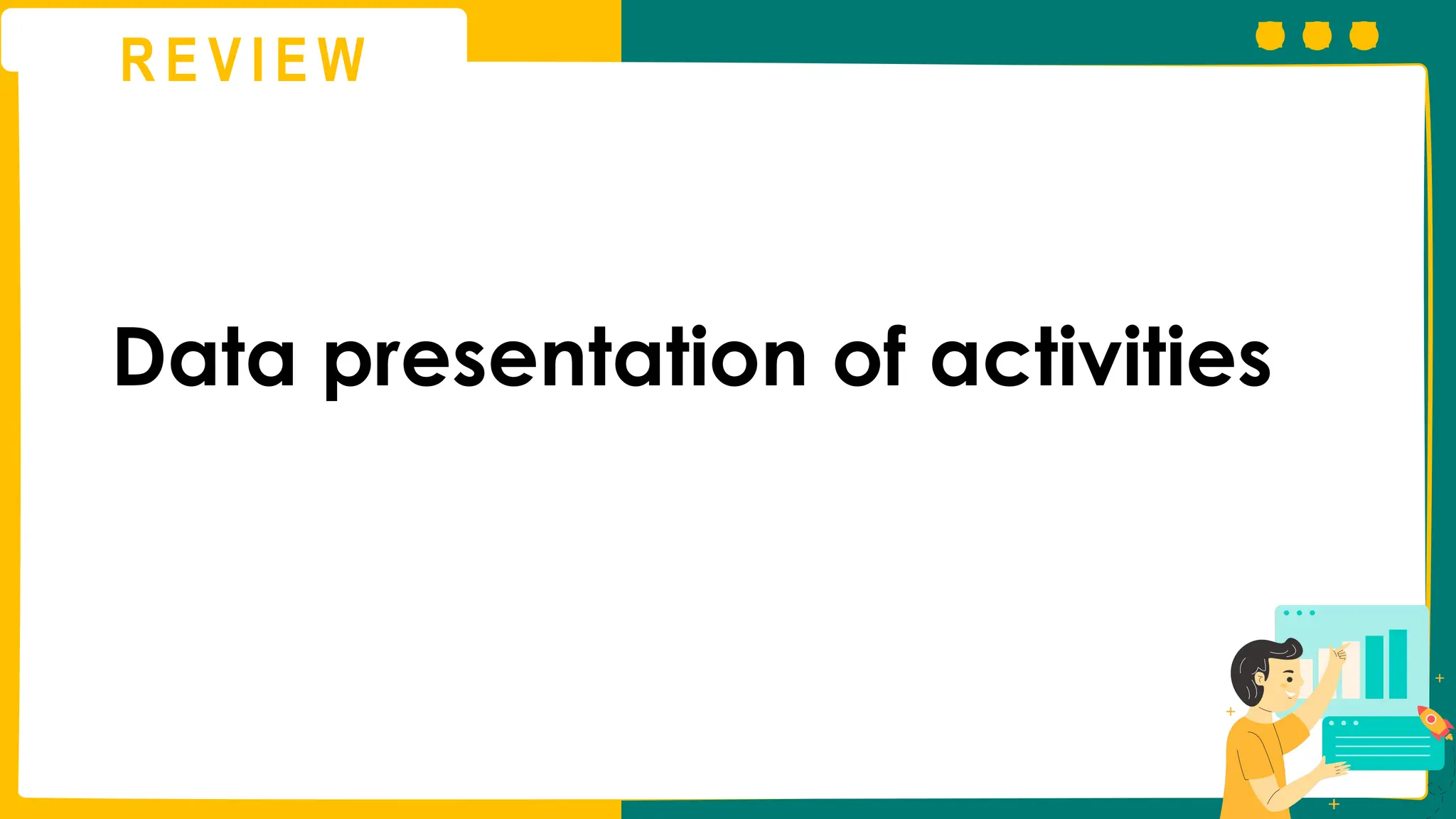 R E V I E W
Data presentation of activities
 