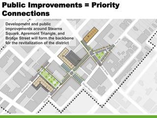 Development and public
improvements around Stearns
Square, Apremont Triangle, and
Bridge Street will form the backbone
for...