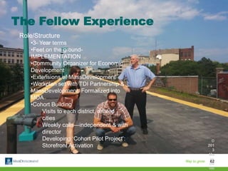The Fellow Experience
©
201
3
Ma
ss
De
vel
62
Role/Structure
•3- Year terms
•Feet on the ground-
IMPLEMENTATION
•Community...