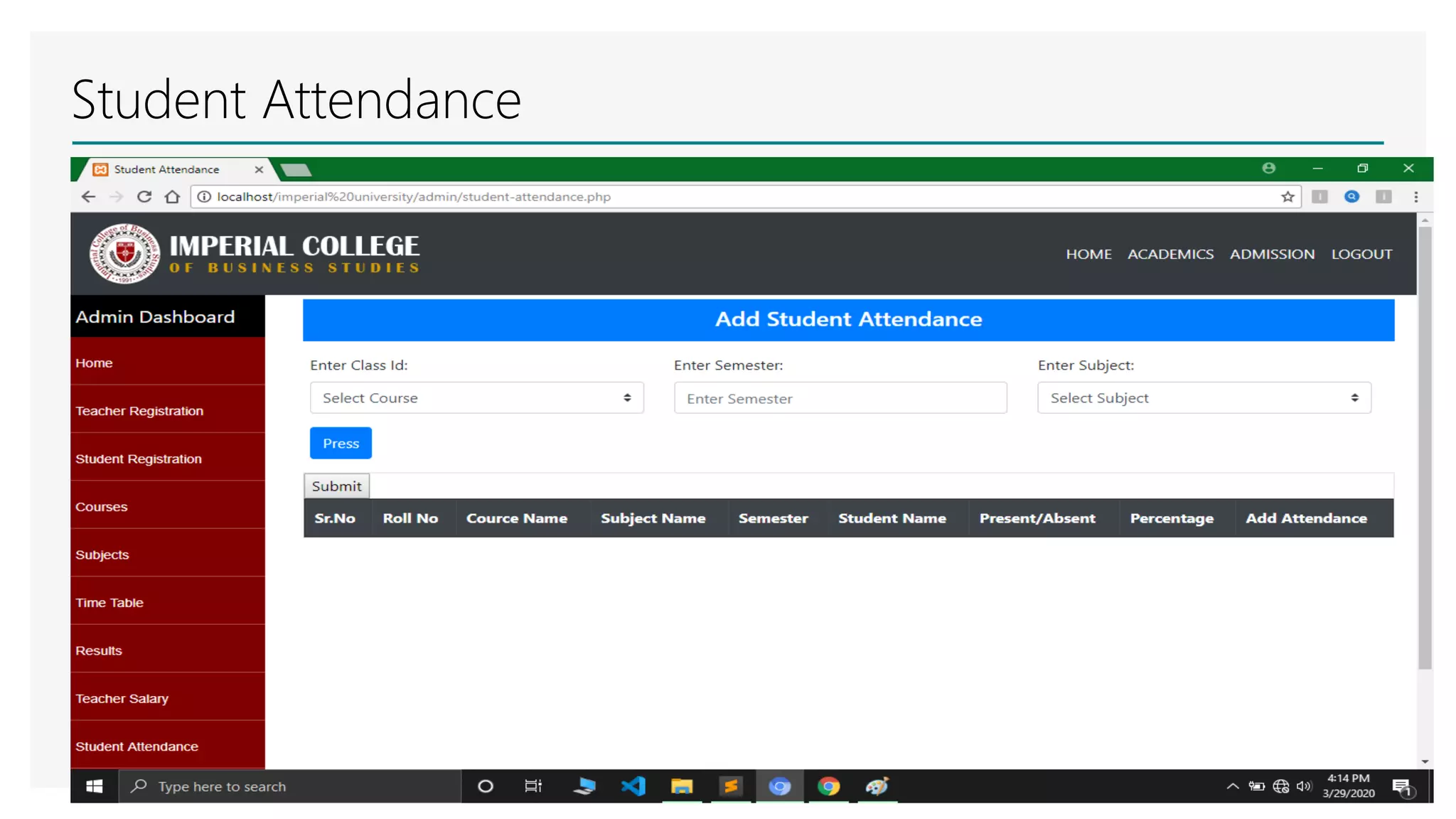 Student Attendance
 