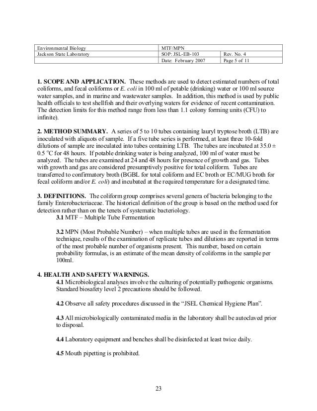 standard operating process format