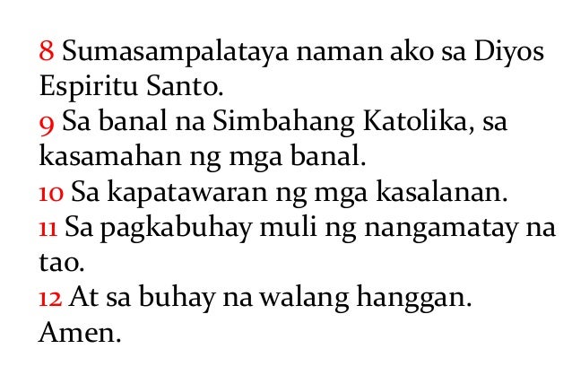 Sumasampalataya Ako Sa Diyos Prayer