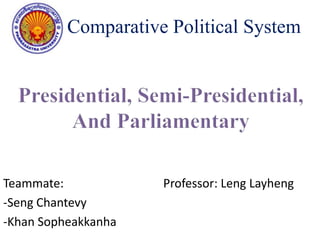 Comparative Political System
Teammate: Professor: Leng Layheng
-Seng Chantevy
-Khan Sopheakkanha
 