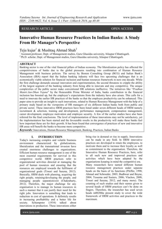 Innovative Human Resource Practices In Indian Banks: A Study From Hr ...