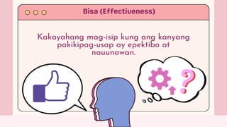 Kakayahang mag-isip kung ang kanyang
pakikipag-usap ay epektibo at
nauunawan.
 