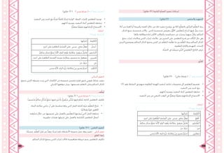 201 200
)‫دقائق‬ 45 ( ‫الثانية‬ ِ‫ة‬ّ‫ص‬‫احل‬ ِ‫ذ‬‫تنفي‬ ُ‫ت‬‫إجراءا‬
)‫(01دقائق‬ 			‫والتحفيز‬ ‫التمهيد‬
،)‫أنا‬ ‫من‬ ‫(لعبة‬ ‫أو‬ )‫تركيبية‬ ‫(لعبة‬ ‫خالل‬ ‫من‬ ‫ذلك‬ ‫تنفيذ‬ ‫ويقترح‬ ،‫الالحق‬ ‫م‬ُّ‫ل‬‫بالتع‬ ‫َّابق‬‫س‬‫ال‬ ‫م‬ُّ‫ل‬‫التع‬ ‫ربط‬
‫املذكر‬ ‫مجع‬ ‫شخصية‬ ‫واآلخر‬ ، ‫املثىن‬ ‫شخصية‬ ‫ّص‬‫م‬‫يتق‬ ‫َّل‬‫و‬‫األ‬ ،‫َني‬‫م‬ِّ‫ل‬‫َع‬‫ت‬ُ‫م‬ ‫إخراج‬ ‫فيها‬ ُّ‫م‬‫يت‬ ‫حيث‬
.‫يكافأ‬ ‫وطالقة‬ ‫إجادة‬ ‫األكثر‬ ‫والطالب‬ ،‫خصائصه‬ ‫عن‬ ‫ّث‬‫د‬‫يتح‬ ‫منهما‬ ُّ‫وكل‬ ،‫َّامل‬‫س‬‫ال‬
‫مجع‬ ‫إعراب‬ ‫وعالمات‬ ‫املثىن‬ ‫إعراب‬ ‫عالمات‬ ‫بني‬ ‫التمييز‬ ‫على‬ ‫املتعلمني‬ ‫قدرة‬ ‫من‬ ‫َّأكد‬‫ت‬‫ال‬ ‫حال‬ ‫ويف‬
‫الدرس؛‬ ‫وموضوع‬ ،‫السامل‬ ‫املذكر‬ ‫ومجع‬ ‫املثىن‬ ‫عن‬ ‫م‬ِّ‫ل‬‫املتع‬ ‫مه‬َّ‫ل‬‫تع‬ ‫ما‬ ‫بني‬ ‫م‬ِّ‫ل‬‫املع‬ ‫يربط‬ ‫السامل‬ ‫املذكر‬
.‫املطلوبة‬ ‫واإلثارة‬ ‫التهيئة‬ ‫إلحداث‬
.‫َّة‬‫ص‬‫احل‬ ‫يف‬ ‫ذ‬ّ‫سينف‬ ‫َّي‬‫ذ‬‫ال‬ ّ‫ي‬‫ّعليم‬‫ت‬‫ال‬ ‫ّاتج‬‫ن‬‫ال‬ ‫عرض‬
:‫ِّق‬‫ب‬‫أط‬
)‫(01دقائق‬ )‫ثنائي‬ ‫نشاط‬ ( )2 (‫رقم‬ ‫النشاط‬
•	)2( ‫رقم‬ ‫النشاط‬ ‫يف‬ ‫منهم‬ ‫املطلوبة‬ ‫املهمة‬ ‫لتنفيذ‬ ،‫ثنائية‬ ‫جمموعات‬ ‫إىل‬ ‫املتعلمني‬ ‫تقسيم‬
.‫التنفيذ‬ ‫زمن‬ ‫حتديد‬ ‫مع‬
•	.‫أدائهم‬ ‫وتوجيه‬ ،‫التنفيذ‬ ‫أثناء‬ ‫املتعلمني‬ ‫متابعة‬
•	.‫التنفيذ‬ ‫زمن‬ ‫من‬ ‫املتبقي‬ ‫الوقت‬ ‫يف‬ ‫ًا‬‫ز‬ِّ‫ز‬‫ومع‬ ‫ًا‬‫م‬ّ‫و‬‫مق‬ ‫إلجاباهتم‬ ‫االستماع‬
‫إجابات‬
)2( ‫رقم‬ ‫َّشاط‬‫ن‬‫ال‬
ُ‫َة‬‫م‬ِ‫ل‬‫ك‬ْ‫ل‬‫ا‬‫ُها‬‫ب‬‫ْرا‬‫ع‬‫إ‬
َ‫ع‬‫ل‬ْ‫أق‬.ِ‫ه‬‫ِر‬‫خ‬‫آ‬ ‫َلى‬‫ع‬ ِ‫ة‬َ‫ر‬ِ‫ه‬‫ا‬ َّ‫الظ‬ ِ‫ة‬َ‫ح‬ْ‫ت‬‫ف‬ْ‫ل‬‫ا‬ ‫على‬ ‫مبين‬ ٍ‫ماض‬ ٌ‫ْل‬‫ع‬ِ‫ف‬
‫يارون‬ َّ‫الط‬.ٌ‫م‬ِ‫ل‬‫سا‬ ‫مذكر‬ ُ‫ع‬ْ‫م‬َ‫ج‬ُ ‫َّه‬‫ن‬‫أل‬ ‫الواو؛‬ ِ‫ه‬ِ‫ع‬ْ‫رف‬ ُ‫َة‬‫م‬‫َال‬‫ع‬‫و‬ ‫مرفوع‬ ٌ‫ِل‬‫ع‬‫فا‬
ْ‫ن‬ِ‫م‬.ّ‫ر‬‫ج‬ ُ‫ف‬ْ‫ر‬َ‫ح‬
ِ‫َطارين‬‫م‬.‫مثىن‬ ُ‫ه‬َّ‫ن‬‫أل‬ ‫الياء؛‬ ِ‫ه‬ِّ‫ر‬َ‫ج‬ ُ‫َة‬‫م‬‫َال‬‫ع‬َ‫و‬ ْ‫ن‬ِ‫مب‬ ‫جمرور‬ ٌ‫م‬ْ‫س‬‫ا‬
)‫دقائق‬ 10 ( ) ‫فردي‬ ‫نشاط‬ ( - :)3(‫رقم‬ ‫النشاط‬
•	.‫التنفيذ‬ ‫زمن‬ ‫حتديد‬ ‫مع‬ ‫ًّا‬‫ي‬‫فرد‬ ً‫كامل‬ ‫ًا‬‫ب‬‫إعرا‬ ‫الواردة‬ ‫اجلملة‬ ‫إلعراب‬ ‫املتعلمني‬ ‫توجيه‬
•	.‫أدائهم‬ ‫وتوجيه‬ ،‫التنفيذ‬ ‫أثناء‬ ‫املتعلمني‬ ‫متابعة‬
•	.‫ًا‬‫ز‬ِّ‫ز‬‫ومع‬ ‫ًا‬‫م‬ّ‫و‬‫مق‬ ‫إلجاباهتم‬ ‫االستماع‬
‫إجابات‬
)4( ‫رقم‬ ‫َّشاط‬‫ن‬‫ال‬
ُ‫َة‬‫م‬ِ‫ل‬‫ك‬ْ‫ل‬‫ا‬‫ُها‬‫ب‬‫ْرا‬‫ع‬‫إ‬
َ‫أرسل‬.ِ‫ه‬‫ِر‬‫خ‬‫آ‬ ‫َلى‬‫ع‬ ‫الظاهرة‬ ِ‫ة‬َ‫ح‬ْ‫ت‬‫ف‬ْ‫ل‬‫ا‬ ‫على‬ ‫مبين‬ ٍ‫ماض‬ ٌ‫ْل‬‫ع‬ِ‫ف‬
‫ِثون‬‫ح‬‫با‬ْ‫ل‬‫ا‬.ٌ‫م‬ِ‫ل‬‫سا‬ ‫مذكر‬ ُ‫ع‬ْ‫م‬َ‫ج‬ُ ‫َّه‬‫ن‬‫أل‬ ‫الواو؛‬ ِ‫ه‬ِ‫ع‬ْ‫رف‬ ُ‫َة‬‫م‬‫َال‬‫ع‬‫و‬ ‫مرفوع‬ ٌ‫ِل‬‫ع‬‫فا‬
ِ‫َقريرين‬‫ت‬.‫آخره‬ ‫على‬ ‫الظاهرة‬ ‫الفتحة‬ ‫نصبه‬ ‫وعالمة‬ ‫منصوب‬ ‫به‬ ‫مفعول‬
ِ‫َن‬‫ع‬.ّ‫ر‬‫ج‬ ُ‫ف‬ْ‫ر‬َ‫ح‬
ِ‫ث‬ُّ‫و‬‫َّل‬‫ت‬‫ال‬.‫مثىن‬ ُ‫ه‬َّ‫ن‬‫أل‬ ‫الياء؛‬ ِ‫ه‬ِّ‫ر‬َ‫ج‬ ُ‫َة‬‫م‬‫َال‬‫ع‬َ‫و‬ ْ‫ن‬ِ‫مب‬ ‫جمرور‬ ٌ‫م‬ْ‫س‬‫ا‬
:‫البنائي‬ ‫التقومي‬
‫ومجع‬ ‫املثىن‬ ‫بصيغة‬ ‫وردت‬ ‫اليت‬ ‫الكلمات‬ ‫من‬ ‫جمموعة‬ ‫تتضمن‬ ‫فقرة‬ ‫حيتوي‬ ‫تقوميي‬ ‫نشاط‬ ‫تنفيذ‬
.‫اإلعرايب‬ ‫موقعها‬ ‫وبيان‬ ، ‫تصنيفها‬ ‫املتعلم‬ ‫وعلى‬ ‫السامل‬ ‫املذكر‬
:‫ف‬ ِّ‫أوظ‬
)‫دقائق‬ 5( ) ‫فردي‬ ‫نشاط‬ ( :)4(‫رقم‬ ‫النشاط‬
.ٌ‫ب‬‫ْصو‬‫ن‬َ‫م‬ ٌ‫مل‬‫سا‬ ٍ‫ر‬َّ‫َك‬‫ذ‬ُ‫م‬ُ ‫ْع‬‫م‬َ‫ج‬ ‫فيها‬ ‫ْرى‬‫خ‬ُ‫َأ‬‫و‬ ،ٌ‫ع‬‫ْفو‬‫ر‬َ‫م‬ ‫َّى‬‫ن‬َ‫ث‬ُ‫م‬ ‫فيها‬ ٍ‫ة‬‫ْل‬‫م‬ُ‫ج‬ ‫كتابة‬ ‫املتعلمني‬ ‫تكليف‬
•	‫البناء‬ ‫سالمة‬ ‫تراعي‬ ‫أن‬ ‫على‬ ‫مناسبة‬ ‫يراها‬ ‫اليت‬ ‫اجلمل‬ ‫كتابة‬ ‫ّية‬‫ر‬‫ح‬ ‫م‬ِّ‫ل‬‫املتع‬ ُ‫ح‬ْ‫ن‬َ‫م‬
.‫ًا‬‫ي‬‫وإمالئ‬ ‫ًا‬‫ي‬‫حنو‬ ‫اللغوي‬
•	‫متابعته‬ ‫خالل‬ ‫من‬ ،‫تصويبها‬ ‫على‬ ‫والعمل‬ ‫مون‬ِّ‫ل‬‫املتع‬ ‫ُنشئها‬‫ي‬ ‫اليت‬ ‫اجلمل‬ ‫متابعة‬
.‫تطويرية‬ ‫بعبارات‬ ‫تذييلها‬ ‫على‬ ‫والعمل‬ ،‫الكتابية‬ ‫املتعلمني‬ ‫أعمال‬
)‫دقائق‬ 10 ( ‫اخلتامي‬ ‫التقومي‬
.‫ا‬ً‫مسبق‬ ‫م‬ِّ‫ل‬‫املع‬ ‫قبل‬ ‫من‬ ُّ‫د‬‫وتع‬ ،‫ًا‬‫ي‬‫فرد‬ ‫ّفذ‬‫ن‬‫ت‬ ‫األنشطة‬ ‫متنوعة‬ ‫عمل‬ ‫ورقة‬ ‫تنفيذ‬ : ‫كتايب‬ ‫تقومي‬
‫الغلق‬ :‫رابعا‬
.‫السامل‬ ‫املذكر‬ ‫ومجع‬ ‫املثىن‬ ‫إعراب‬ ‫حلاالت‬ ‫مفاهيمية‬ ‫خريطة‬ ‫رسم‬ ‫املتعلمني‬ ‫تكليف‬
 