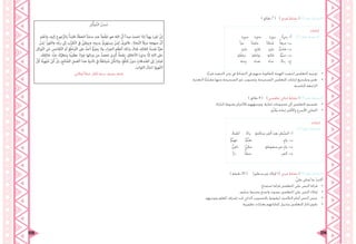 225 224
) ‫دقائق‬ 7 ( ) ‫فردي‬ ‫نشاط‬ ( )2( ‫رقم‬ ‫النشاط‬
‫إجابات‬
: )2 ( ‫رقم‬ ‫النشاط‬
•	.‫ًا‬‫ي‬‫فرد‬ ‫التنفيذ‬ ‫زمن‬ ‫يف‬ ‫النشاط‬ ‫يف‬ ‫منهم‬ ‫املطلوبة‬ ‫املهمة‬ ‫لتنفيذ‬ ‫املتعلمني‬ ‫توجيه‬
•	‫التغذية‬ ‫ًا‬‫م‬ّ‫د‬‫مق‬ ‫منها‬ ‫الصحيحة‬ ‫غري‬ ‫وتصويب‬ ،‫الصحيحة‬ ‫املتعلمني‬ ‫إجابات‬ ‫وتشجيع‬ ‫تعزيز‬
.‫املناسبة‬ ‫الراجعة‬
) ‫دقائق‬ 8 ( ) ‫تنافسي‬ ‫ثنائي‬ ‫نشاط‬ ( )3( ‫رقم‬ ‫النشاط‬
•	.‫املباراة‬ ‫بشروط‬ ‫لاللتزام‬ ‫وتوجيههم‬ ،‫ثنائية‬ ‫جمموعات‬ ‫إىل‬ ‫املتعلمني‬ ‫تقسيم‬
•	.‫َّم‬‫ر‬‫يك‬ ‫إجادة‬ ‫واألكثر‬ ‫األسرع‬ ‫الثنائي‬
‫إجابات‬
: )3 ( ‫رقم‬ ‫النشاط‬
‫جريء‬ ‫بذيء‬ ‫بريء‬ :ٌ‫ء‬‫ردي‬ -‌‫أ‬
‫يربأ‬ ‫َأ‬‫ج‬‫مل‬ ‫ُتكأ‬‫م‬ :ٌ‫مرفأ‬ -‌‫ب‬
‫ِئ‬‫د‬‫با‬ ‫ئ‬ِ‫ر‬‫قا‬ ‫ئ‬ِ‫ر‬‫با‬ :ٌ‫ئ‬‫هاد‬ -‌‫ت‬
‫ؤ‬ ُ‫تباط‬ ‫ؤ‬ ُ‫تواط‬ ‫تلكؤ‬ :ٌ‫ؤ‬ّ‫ب‬‫تن‬ -‌‫ث‬
‫جاء‬ِ‫و‬ ‫فداء‬ ‫نداء‬ : ٌ‫ء‬‫ردا‬ -‫ج‬
ُ‫ء‬‫أطبا‬ ٌ‫ء‬‫ردا‬ :ٍ‫ة‬‫ساكن‬ ٍ‫ف‬‫أل‬ َ‫د‬‫بع‬ ِ‫ر‬‫َّط‬‫س‬‫ال‬ -‫أ‬
ٌ‫ؤ‬ُّ‫ي‬‫هت‬ ٌ‫ؤ‬ُّ‫ي‬‫تق‬ :ٍ‫و‬‫وا‬ -‫ب‬
ٌ‫ِئ‬‫ف‬‫دا‬ ٌ‫ِئ‬‫ل‬‫ما‬ :ٍ‫ة‬‫منقوط‬ ِ‫ري‬‫غ‬ ٍ‫ء‬‫يا‬ -‫ت‬
‫َأ‬‫ر‬‫د‬ ٌ‫خطأ‬ :ٍ‫ف‬‫أل‬ -‫ث‬
) ‫دقيقة‬ 20 ( )‫منظور‬ ‫غري‬ ‫إمالء‬ ( ) ‫فردي‬ ‫نشاط‬ ( )4( ‫رقم‬ ‫النشاط‬
:َّ‫ي‬‫عل‬ ‫ُملى‬‫ي‬ ‫ما‬ ُ‫ب‬‫أكت‬
•	.‫استماع‬ ‫قراءة‬ ‫املتعلمني‬ ‫على‬ ‫النص‬ ‫قراءة‬
•	.‫سليم‬ ‫وضبط‬ ‫واضح‬ ‫بصوت‬ ‫املتعلمني‬ ‫على‬ ‫النص‬ ‫إمالء‬
•	.‫وتوجيهه‬ ‫املعلم‬ ‫إشراف‬ ‫حتت‬ ‫الذايت‬ ‫بالتصويب‬ ‫ليقوموا‬ ‫التالميذ؛‬ ‫أمام‬ ‫النص‬ ‫عرض‬
•	.‫تطويرية‬ ‫بعبارات‬ ‫كتاباهتم‬ ‫وتذييل‬ ‫املتعلمني‬ ‫إجناز‬ ‫تقومي‬
ِ‫ل‬ُّ‫َّوك‬‫ت‬‫ال‬ ُ‫ن‬ْ‫س‬ُ‫ح‬
‫لم‬ْ‫ع‬‫وا‬ ،‫إليه‬ ِ‫جوع‬ُّ‫ر‬‫بال‬ ْ‫أ‬َ‫د‬‫فاب‬ ،‫أ‬َ‫الخط‬ ‫منشأ‬ ‫عند‬ ‫جأ‬ْ‫ل‬‫امل‬ ‫هو‬ ‫الله‬ َّ‫أن‬ ‫مبدأ‬ َ‫د‬‫اعتم‬ ‫إذا‬ ‫يهنأ‬ َ‫ء‬‫املر‬ َّ‫إن‬
ْ‫ن‬َ‫م‬ِ‫ل‬ ُ‫ز‬‫والفو‬ ،ِ‫ه‬ِّ‫ب‬‫ر‬ ‫إىل‬ ‫ب‬ُّ‫ر‬‫ق‬َّ‫ت‬‫ال‬ ‫يف‬ ُ‫ويبطئ‬ ،ِ‫ه‬ِ‫ن‬‫بدي‬ ُ‫ئ‬ِ‫ز‬‫يسته‬ ْ‫ن‬َ‫م‬ِ‫ل‬ ُ‫فالويل‬ ، ِ‫ة‬‫جا‬َّ‫ن‬‫ال‬ ‫مرفأ‬ ‫منهجه‬ َّ‫أن‬
‫وكل‬َّ‫ت‬‫ال‬ ِ‫ن‬َ‫ع‬ ِ‫قاعس‬َّ‫ت‬‫ال‬ ‫أو‬ ِ‫ؤ‬ ُ‫باط‬َّ‫ت‬‫ال‬ ‫عىل‬ ٌ‫أحد‬ ُ‫ؤ‬ُ‫ر‬‫يج‬ ‫وال‬ ،ِ‫ء‬‫ا‬‫ز‬‫الج‬ َ‫م‬َ‫ظ‬ْ‫ع‬‫أ‬ ‫بذلك‬ َ‫فنال‬ ،ِ‫ه‬ِ‫ئ‬‫للقا‬ ُ‫ه‬ َ‫نفس‬ ‫أ‬َّ‫ي‬‫ه‬
، َ‫ك‬ِ‫ق‬ِ‫ل‬‫خا‬ َ‫د‬ْ‫ن‬ِ‫ع‬ َ‫ك‬ُ‫ر‬‫ينتظ‬ ً‫عظيم‬ ً‫ء‬‫ا‬‫ز‬َ‫ج‬ ‫ائها‬‫ر‬‫و‬ ‫من‬ ُ‫تحصد‬ ‫ربى‬ُ‫ك‬ ٌ‫مة‬ْ‫ع‬ِ‫ن‬ . ِ‫األخالق‬ ُ‫ء‬‫ردي‬ َّ‫إل‬ ِ‫ه‬‫الل‬ ‫عىل‬
َّ‫ل‬ُ‫ك‬ ‫ًا‬‫ئ‬‫هي‬َ‫ت‬ُ‫م‬ ْ‫ن‬ُ‫ك‬ ْ‫ل‬َ‫ب‬ ،ِ‫الح‬ َّ‫الص‬ ِ‫مل‬َ‫ع‬ْ‫ل‬‫ا‬ ‫هذا‬ ِ‫ة‬‫تأدي‬ ‫يف‬ ‫ًا‬‫ئ‬‫تباط‬ُ‫م‬ ْ‫ن‬ُ‫والتك‬ ،ٍ‫ؤ‬ُّ‫َلك‬‫ت‬ َ‫دون‬ ِ‫دقات‬ َّ‫الص‬ ‫إىل‬ ْ‫ر‬ِ‫د‬‫فبا‬
.‫الثواب‬ َ‫لتنال‬ ‫هيؤ؛‬َّ‫ت‬‫ال‬
‫إمالئي‬ ‫خطأ‬ ‫لكل‬ ‫درجة‬ ‫نصف‬ ‫حيذف‬
 